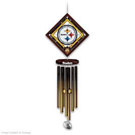 NFL Pittsburgh Steelers Wind Chime With Stained-Glass Logo
