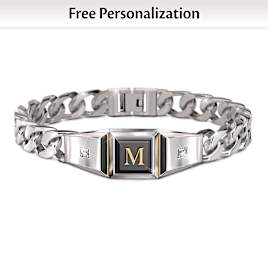 "Man Of Distinction" Diamond And Black Onyx Initial Bracelet