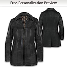 "Made For Me" Monogrammed Black Leather Women's Jacket