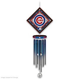 Cubs Indoor/Outdoor Wind Chime With Logo On Glass
