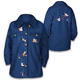 Women's Sherpa Fleece Jacket With Jürgen Scholz Cat Art