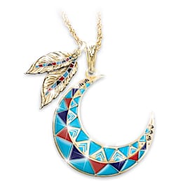 18K Gold-Plated Crescent Moon Pendant Adorned With Hand-Cut