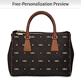 Black Faux Leather Satchel Personalized With Your Initials