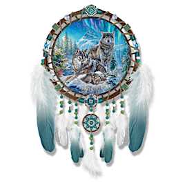 Abraham Hunter Wolf Art Dreamcatcher With Fiber-Optic Lights