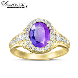 Color-Changing Mood Ring With Over 30 Simulated Diamonds