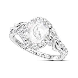 8-Carat When Feathers Appear Etched Crystal Ring Size 5