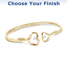2-Diamond Bangle Bracelet For Daughter: Choose A Finish