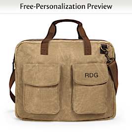 Personalized Canvas Messenger Bag With Padded Shoulder Strap