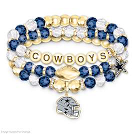 Dallas Set Of 3 Crystal Beaded Sculpted Charm Bracelets