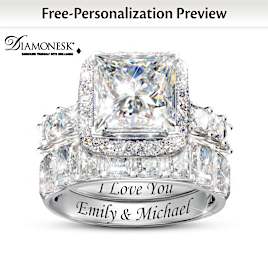 Personalized Engagement Ring And Wedding Band Set