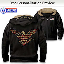 Patriotic Eagle Art Personalized Men's Full-Zip Hoodie