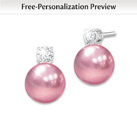 Birth Month Mother-Of-Pearl & Diamond Granddaughter Earrings