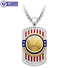 USA 250th Anniversary Medallion Men's Dog Tag Necklace