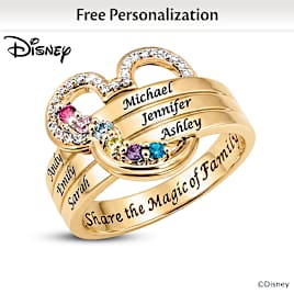 Disney Mickey Mouse Ring With Family Birthstones And Names