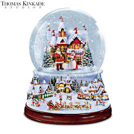 North Pole Christmas Illuminating Musical Glitter Globe