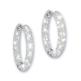 Genuine Diamond Hoop Earrings With The Words "I Love You"