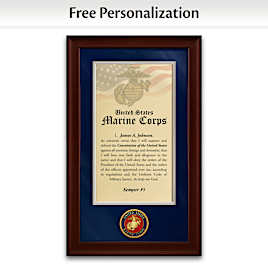 Personalized Framed USMC Oath Plaque With Golden Medallion