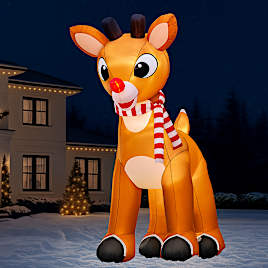 15-Foot-Tall Light-Up Inflatable Rudolph With Blinking Nose