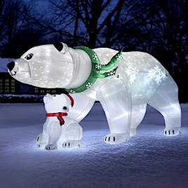 16-Foot-Long Inflatable Polar Bear Mother And Cub Light-Up