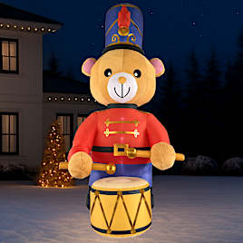 15-Foot-Tall Inflatable Drummer Bear With Lights And Motion