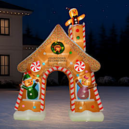 Lighted Inflatable Gingerbread House With Digital Countdown