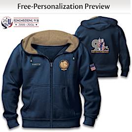 9/11 25th Anniversary Personalized Full-Zip Men's Hoodie