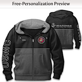 U.S. Marines Two-Tone Personalized Men's Full-Zip Hoodie