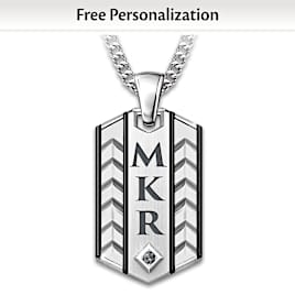 Genuine Sapphire Personalized Dog Tag Necklace For Grandson