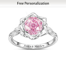 Personalized 4-Carat Rose-Cut Crystal Silver Promise Ring