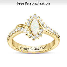 Ethiopian Opal Personalized Ring With 40 White Topaz Accents