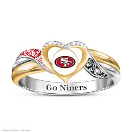 San Francisco 49ers Pride Ring With Team-Colored Crystals