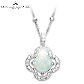 Lab-Grown Opal Paris-Inspired Quatrefoil Pendant Necklace