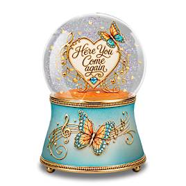 "Here You Come Again" Butterflies Musical Glitter Globe