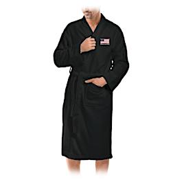 Patriotic Ultra-Cozy Cotton Black Men's Robe