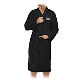Ultra-Cozy Black Cotton Police Officer Tribute Men's Robe