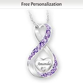 Genuine Diamond Granddaughter Name And Birthstone Pendant