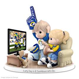Los Angeles Rams Porcelain Figurine With Fans, TV & Pup