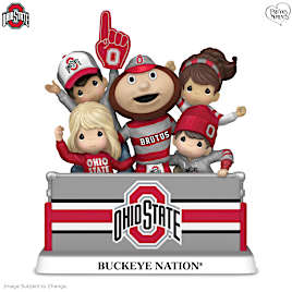 Ohio State University Brutus Buckeye And Fans Figurine