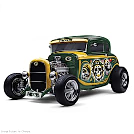 Green Bay Packers Sugar Skull Art Ford Model A Sculpture