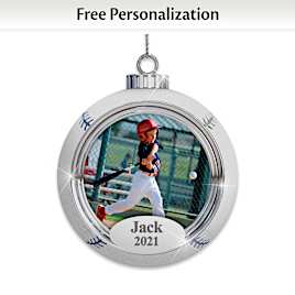 Personalized Crystal Ballgame Photo Ornament