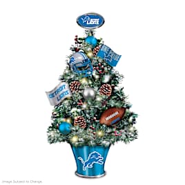 Detroit Lions Illuminated Tabletop Christmas Tree