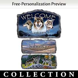 Personalized Al Agnew Seasonal Wolf Art Welcome Sign