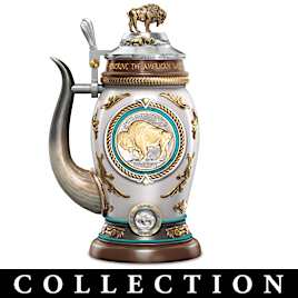 Genuine Buffalo Nickel Coin Porcelain Stein Collection