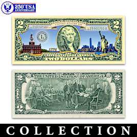 USA 250th Anniversary Statehood $2 Bills With Display Box