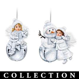 Snow Angel Christmas Bell Ornaments With Real Feather Wings