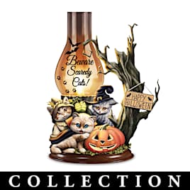 "Festive Felines" Seasonal Light-Up Sculpture Collection