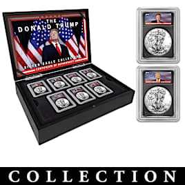 Donald Trump American Silver Eagle Collection With Display