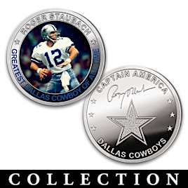 Roger Staubach Dallas Cowboys Coins With Deluxe Display