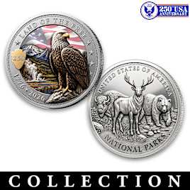 USA 250th Anniversary National Parks Proof Coins And Display