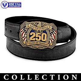 USA 250th Anniversary Metal Belt Buckles, Belt And Display
